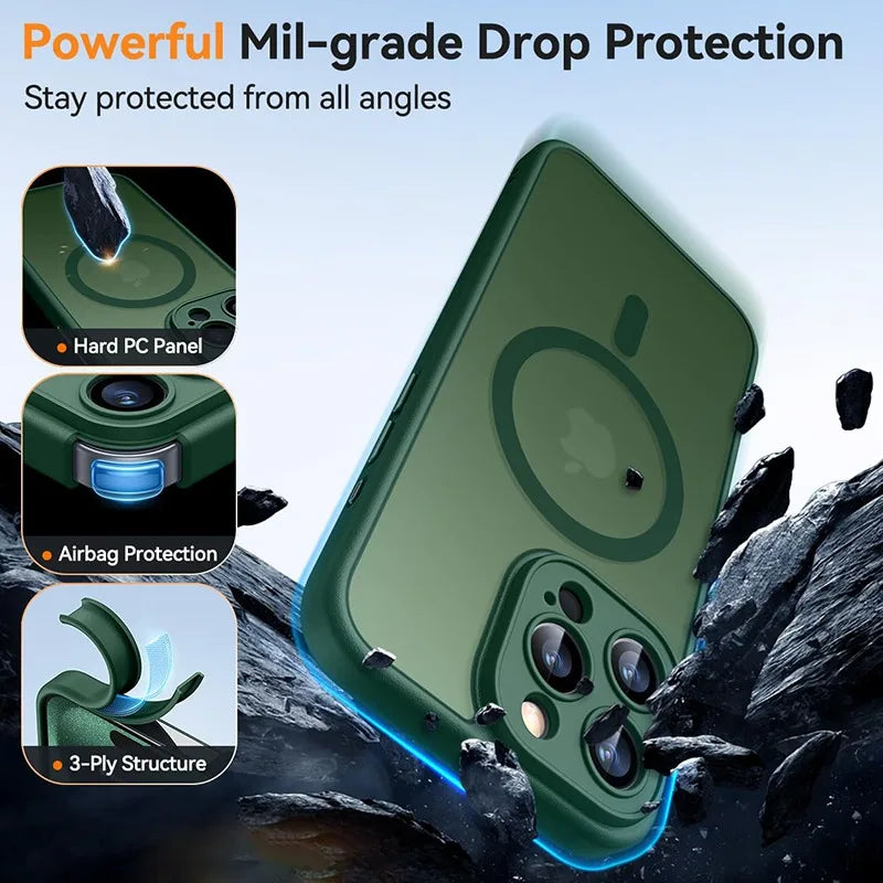 Luxury Frosted Magnetic Phone Case – Proteção e Estilo Premium para iPhone 11  ao 17